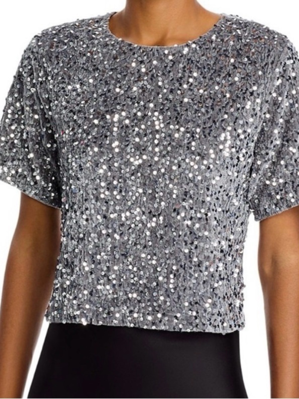 NWT Steve Madden Silver Sequin Women's Top Sz M